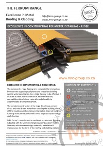 MRC Group - Perimeter Detailing - Ridge Built up & Over-roofing systems - Metal Roofing backed with the Guardian System Warranty - Data Sheet - June 2015